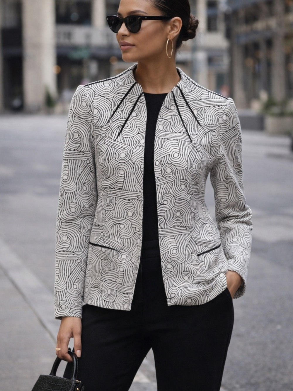90s RAVEL Swirl Blazer Abstract Artcore Minimalist Chic Jacket